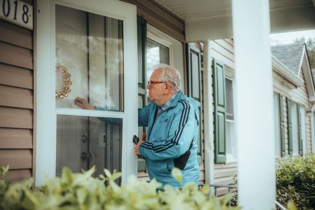 person knocking on a front door